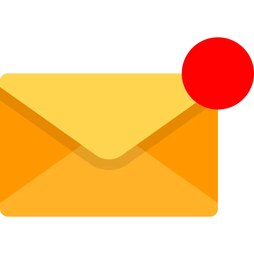 An envelope featuring a prominent red dot on its surface.